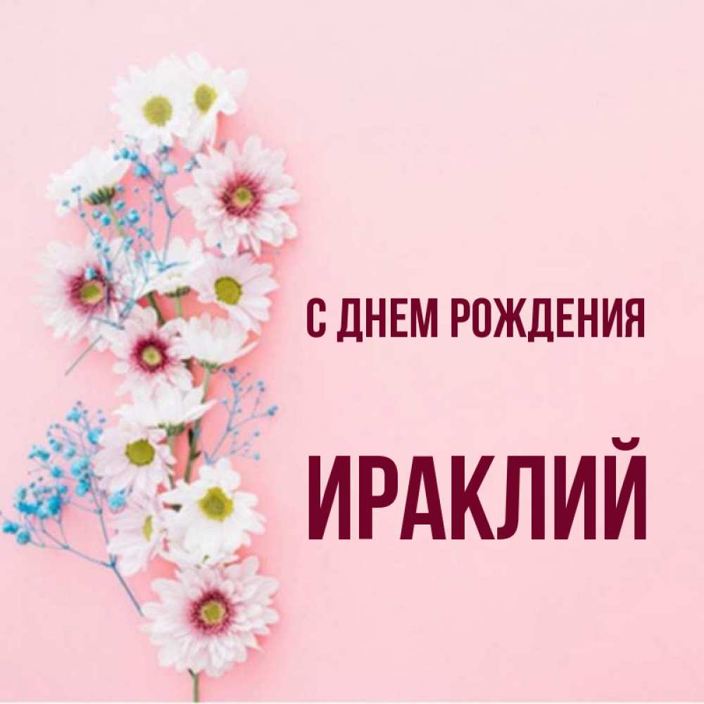 Открытка на каждый день с именем, Ираклий С днем рождения Родная моя с днем рождения тебя картинка с цветами белыми и голубыми Прикольная открытка с пожеланием онлайн скачать бесплатно 