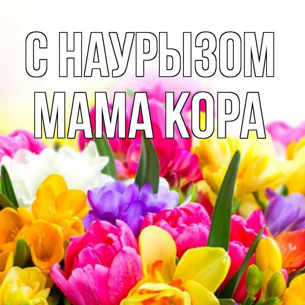 Открытка на каждый день с именем, Мама-Кора С наурызом тюльпаны Прикольная открытка с пожеланием онлайн скачать бесплатно 