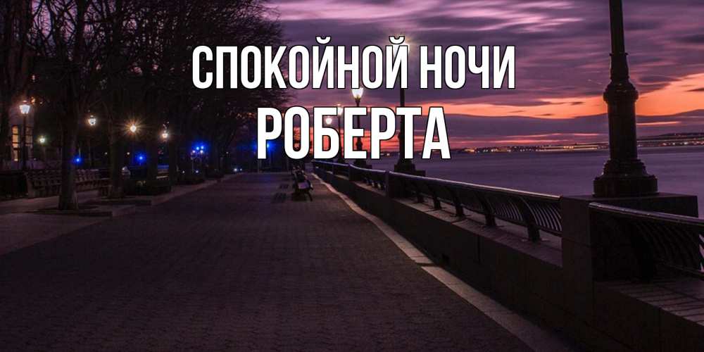 Открытка на каждый день с именем, Роберта Спокойной ночи фонари на фоне реки Прикольная открытка с пожеланием онлайн скачать бесплатно 