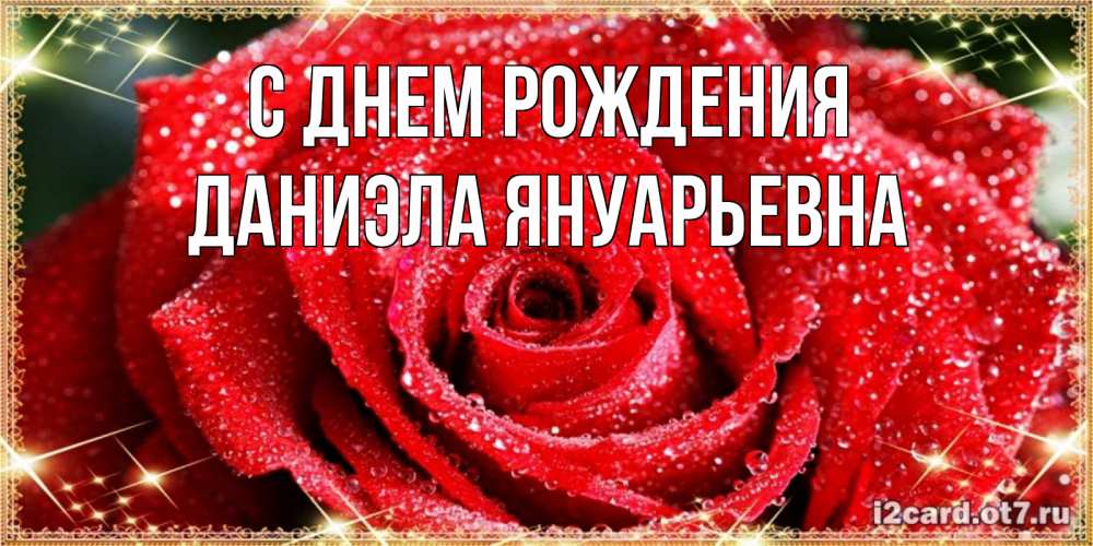 Открытка на каждый день с именем, Даниэла-Януарьевна С днем рождения роса и роза. открытка с красивой розой Прикольная открытка с пожеланием онлайн скачать бесплатно 