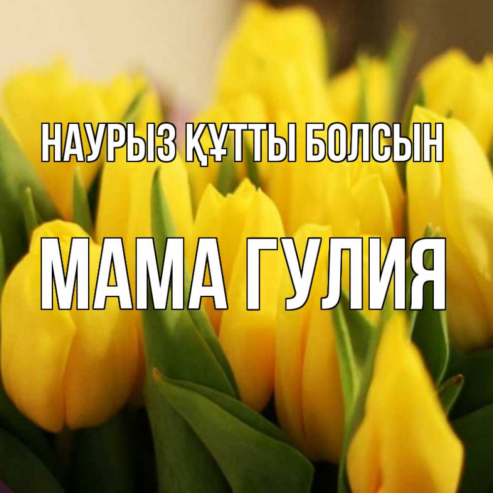 Открытка на каждый день с именем, Мама-Гулия Наурыз құтты болсын цветы Прикольная открытка с пожеланием онлайн скачать бесплатно 
