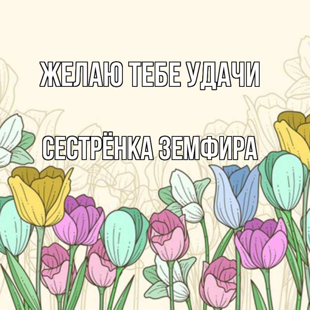 Открытка на каждый день с именем, Сестрёнка-Земфира Желаю тебе удачи тюльпаны Прикольная открытка с пожеланием онлайн скачать бесплатно 