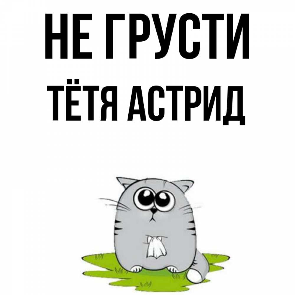 Открытка на каждый день с именем, Тётя-Астрид Не грусти грустный котяра Прикольная открытка с пожеланием онлайн скачать бесплатно 