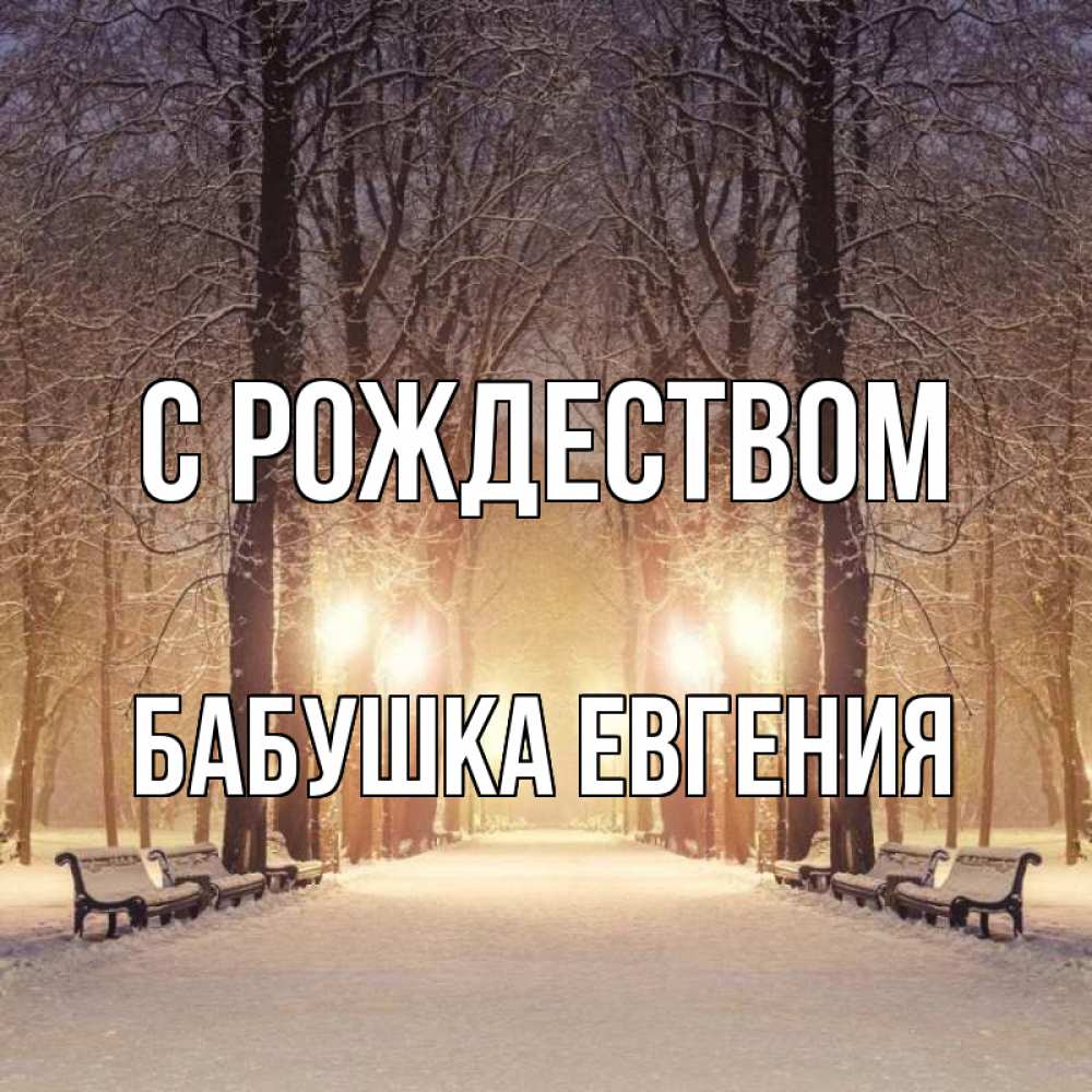 Открытка на каждый день с именем, Бабушка-Евгения С рождеством зима, парк, фонарь, лес Прикольная открытка с пожеланием онлайн скачать бесплатно 