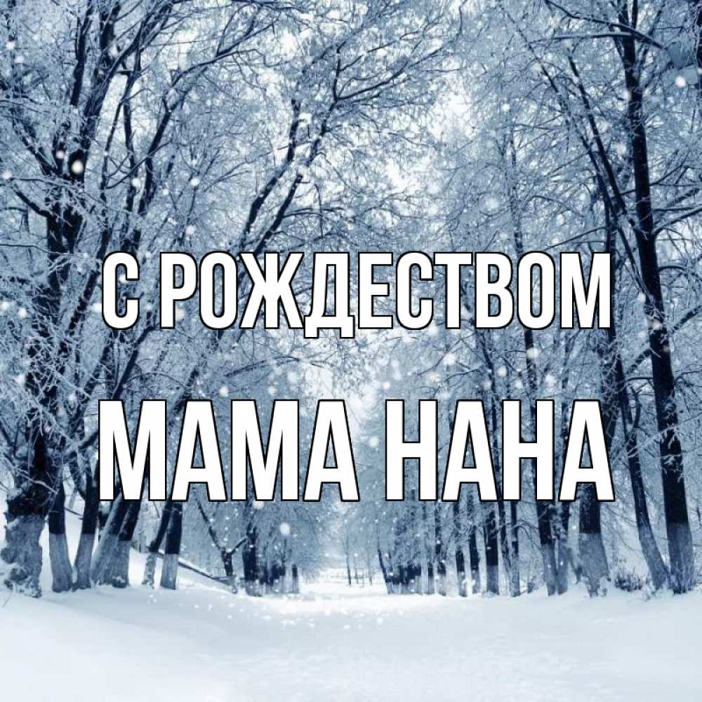 Открытка на каждый день с именем, Мама-Нана С рождеством снег, лес, парк Прикольная открытка с пожеланием онлайн скачать бесплатно 