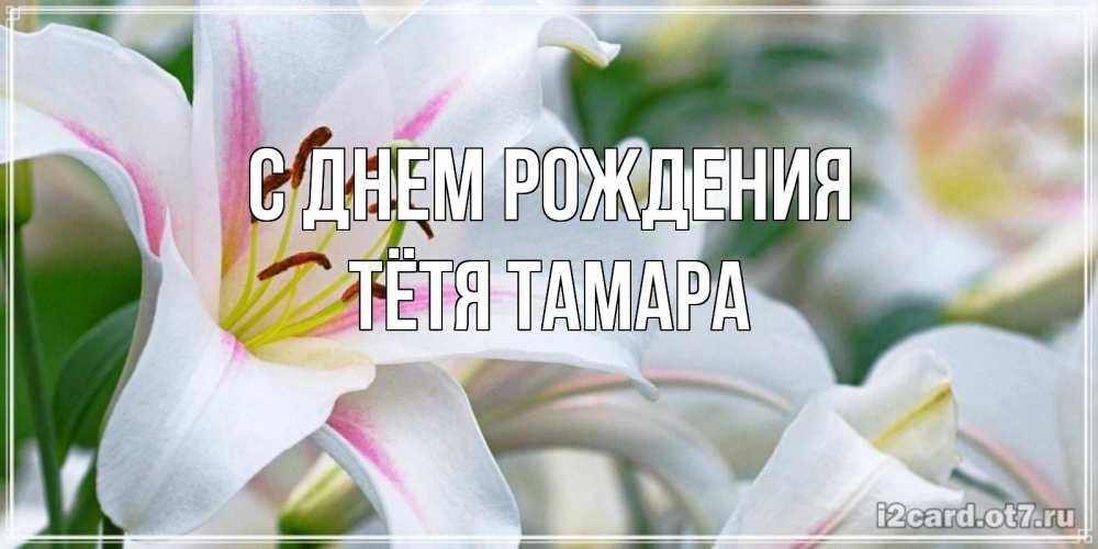 Открытка на каждый день с именем, Тётя-Тамара С днем рождения открытка с белой лилией Прикольная открытка с пожеланием онлайн скачать бесплатно 