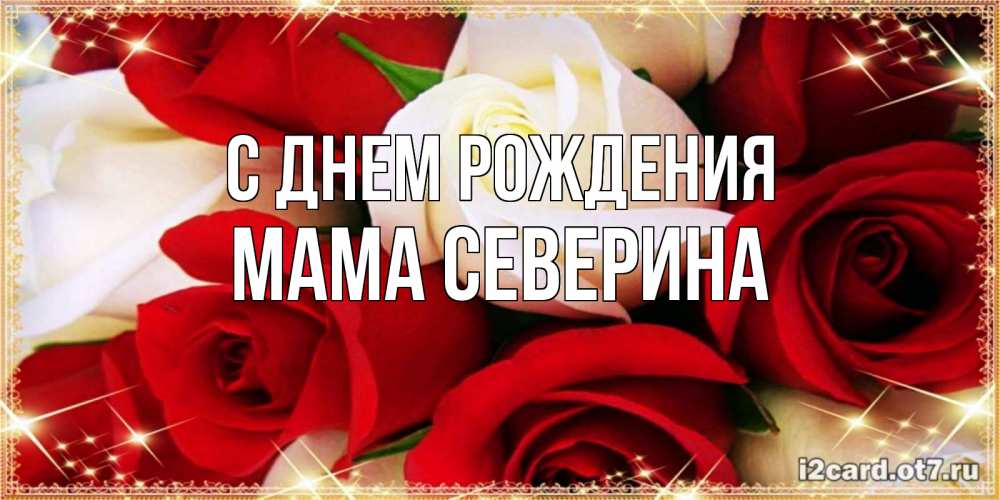 Открытка на каждый день с именем, Мама-Северина С днем рождения открытка на день рождения с белыми и красными розами Прикольная открытка с пожеланием онлайн скачать бесплатно 