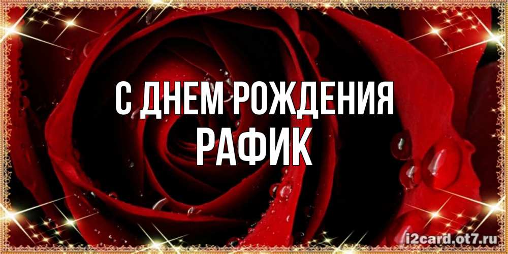 Открытка на каждый день с именем, Рафик С днем рождения цветок в росе на день рождения Прикольная открытка с пожеланием онлайн скачать бесплатно 