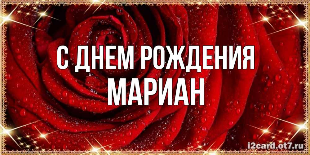 Открытка на каждый день с именем, Мариан С днем рождения роса на розе блестящая в лучах солнца Прикольная открытка с пожеланием онлайн скачать бесплатно 