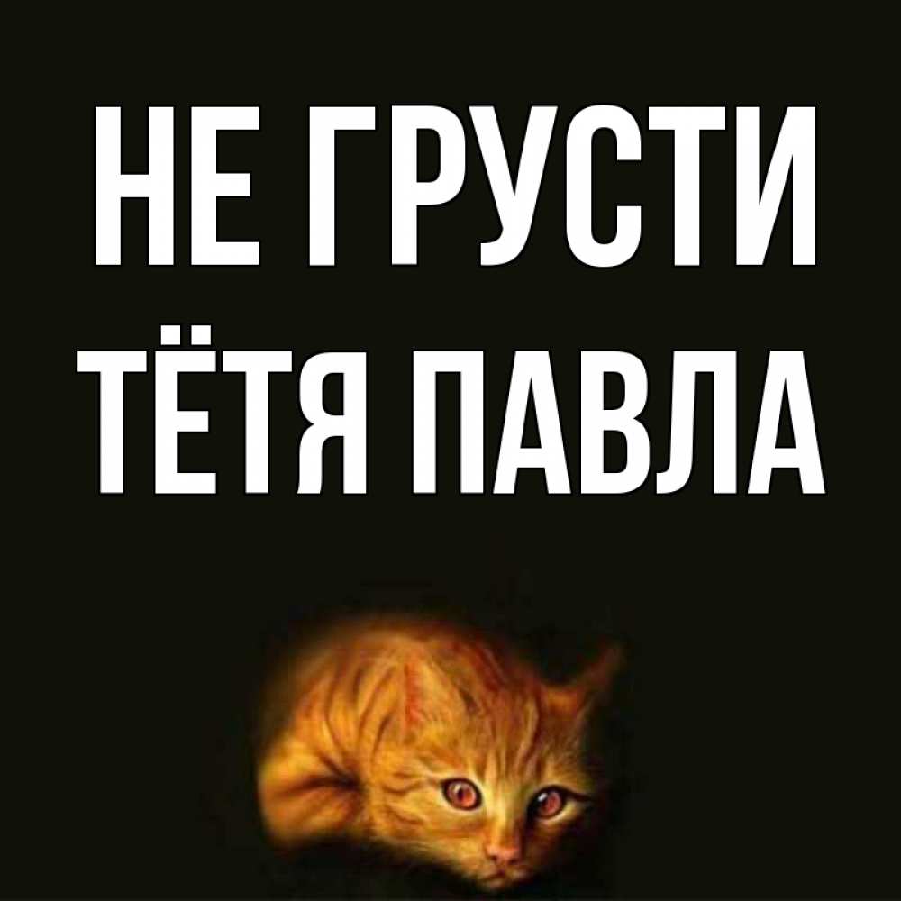 Открытка на каждый день с именем, Тётя-Павла Не грусти лежащий кот в темноте Прикольная открытка с пожеланием онлайн скачать бесплатно 