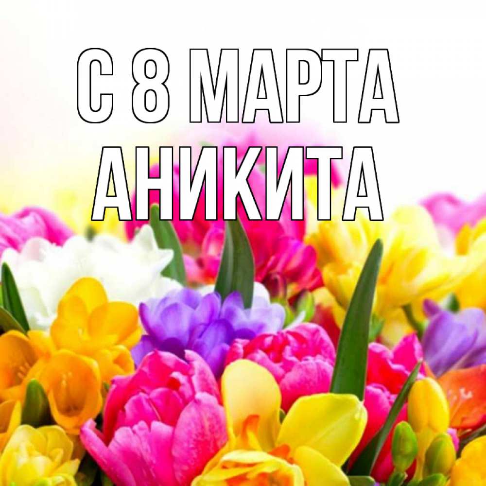 Открытка на каждый день с именем, Аникита С 8 марта тюльпаны Прикольная открытка с пожеланием онлайн скачать бесплатно 