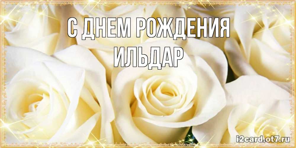 Открытка на каждый день с именем, Ильдар С днем рождения розочки белого цвета на открытке Прикольная открытка с пожеланием онлайн скачать бесплатно 