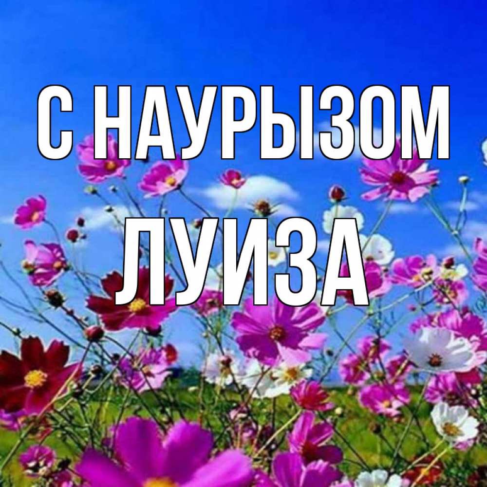 Открытка на каждый день с именем, Луиза С наурызом цветы Прикольная открытка с пожеланием онлайн скачать бесплатно 