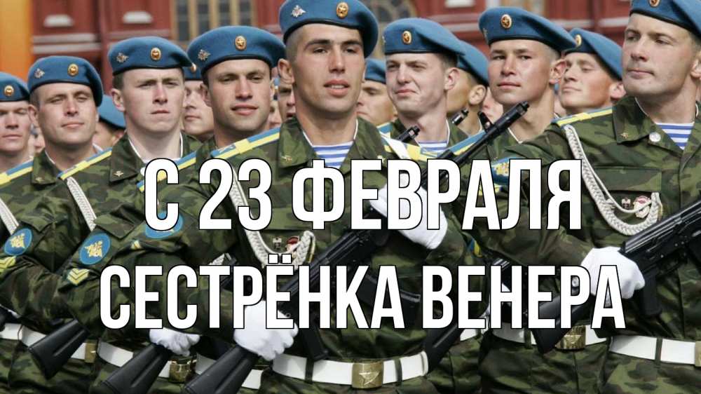 Открытка на каждый день с именем, Сестрёнка-Венера С 23 февраля 23 февраля Прикольная открытка с пожеланием онлайн скачать бесплатно 