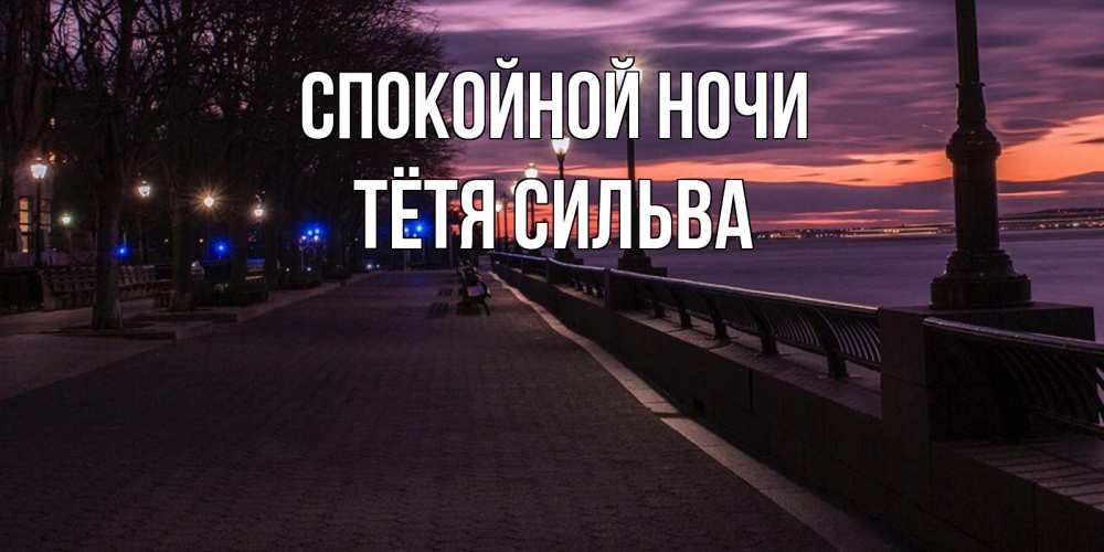 Открытка на каждый день с именем, Тётя-Сильва Спокойной ночи фонари на фоне реки Прикольная открытка с пожеланием онлайн скачать бесплатно 