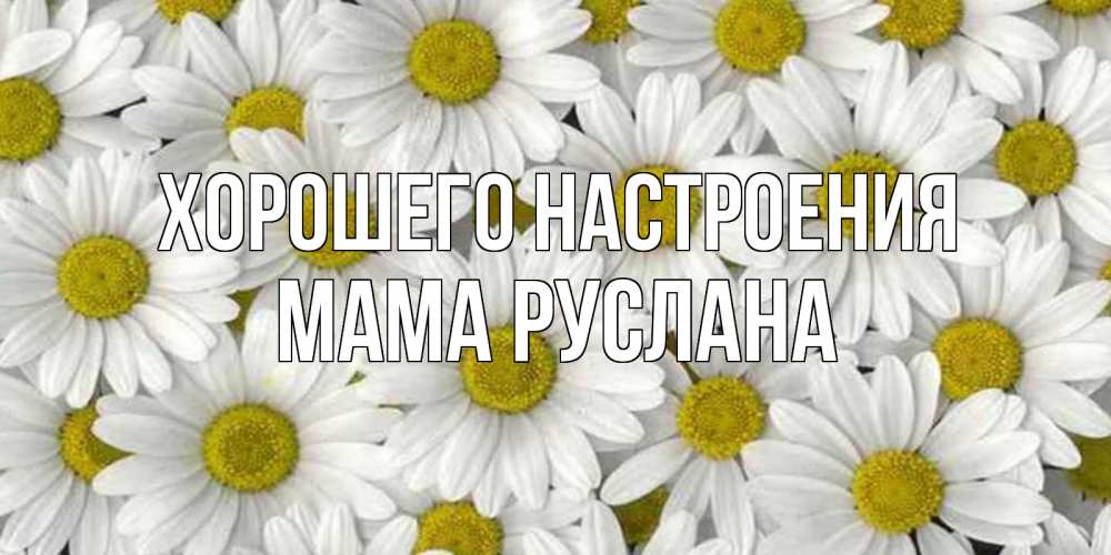 Открытка на каждый день с именем, Мама-Руслана Хорошего настроения поляна ромашек Прикольная открытка с пожеланием онлайн скачать бесплатно 