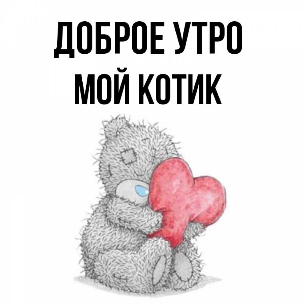 Открытка на каждый день с именем, Мой-Котик Доброе утро плюшевые игрушки Прикольная открытка с пожеланием онлайн скачать бесплатно 