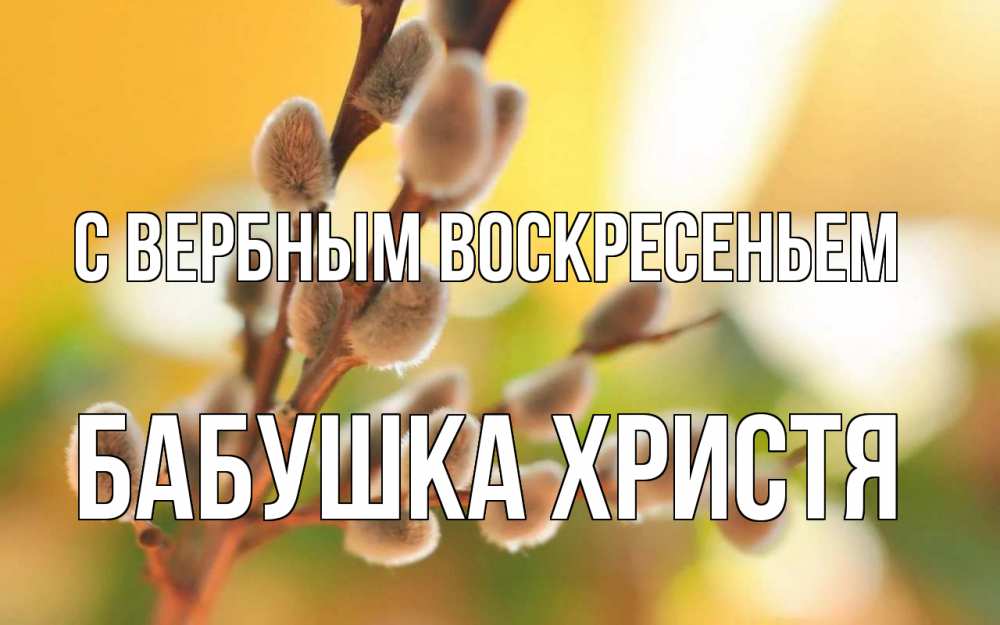 Открытка на каждый день с именем, Бабушка-Христя С вербным воскресеньем верба Прикольная открытка с пожеланием онлайн скачать бесплатно 