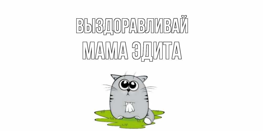 Открытка на каждый день с именем, Мама-Эдита Выздоравливай кот и открытки про выздоровление Прикольная открытка с пожеланием онлайн скачать бесплатно 