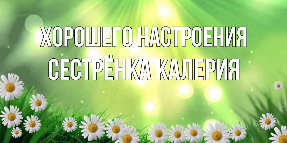 Открытка на каждый день с именем, Сестрёнка-Калерия Хорошего настроения открытка с ромашками и солнечными лучами Прикольная открытка с пожеланием онлайн скачать бесплатно 