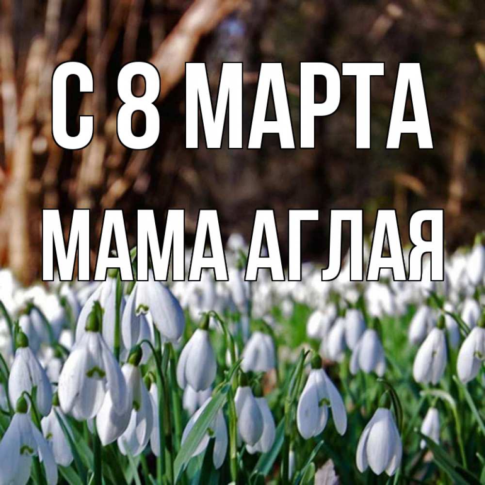 Открытка на каждый день с именем, Мама-Аглая С 8 МАРТА с подснежниками 1 Прикольная открытка с пожеланием онлайн скачать бесплатно 