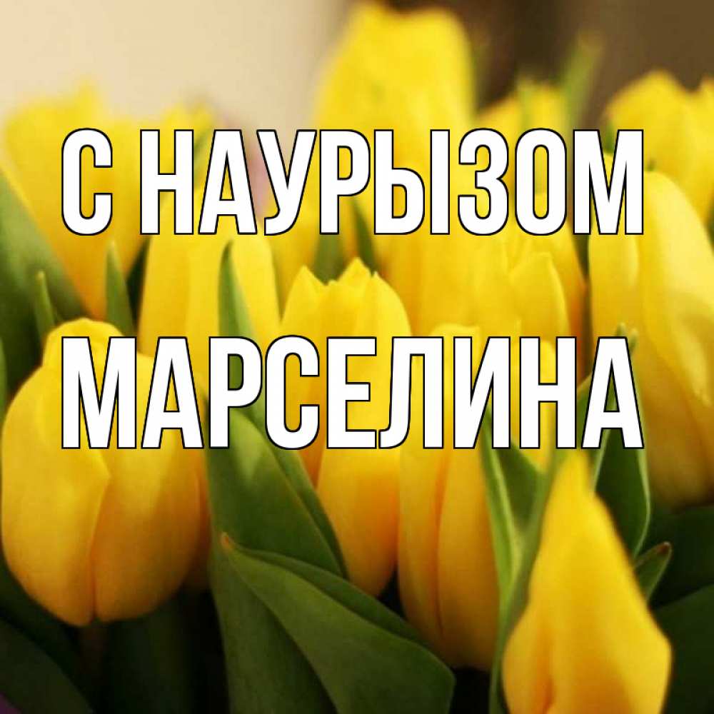 Открытка на каждый день с именем, Марселина С наурызом цветы Прикольная открытка с пожеланием онлайн скачать бесплатно 