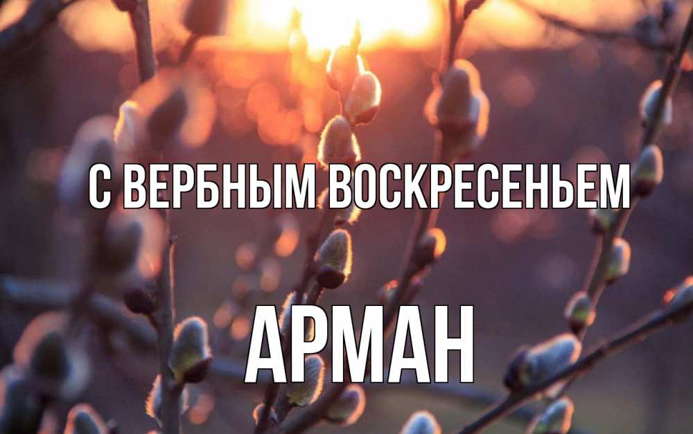 Открытка на каждый день с именем, Арман С вербным воскресеньем верба Прикольная открытка с пожеланием онлайн скачать бесплатно 