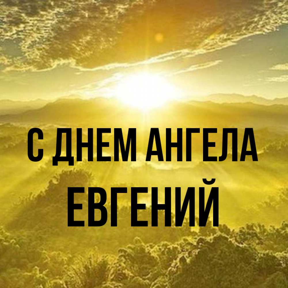 Открытка на каждый день с именем, Евгений С днем ангела леса и небо в желтом Прикольная открытка с пожеланием онлайн скачать бесплатно 