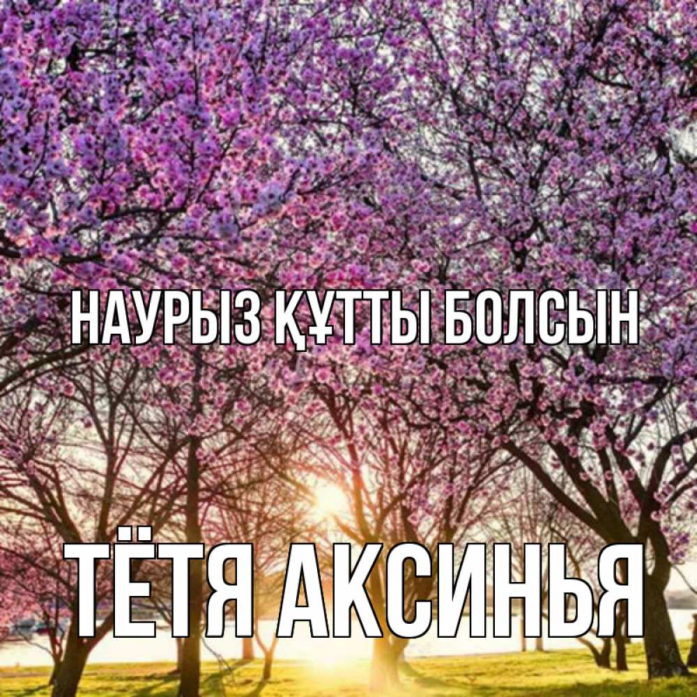 Открытка на каждый день с именем, Тётя-Аксинья Наурыз құтты болсын наурыз Прикольная открытка с пожеланием онлайн скачать бесплатно 