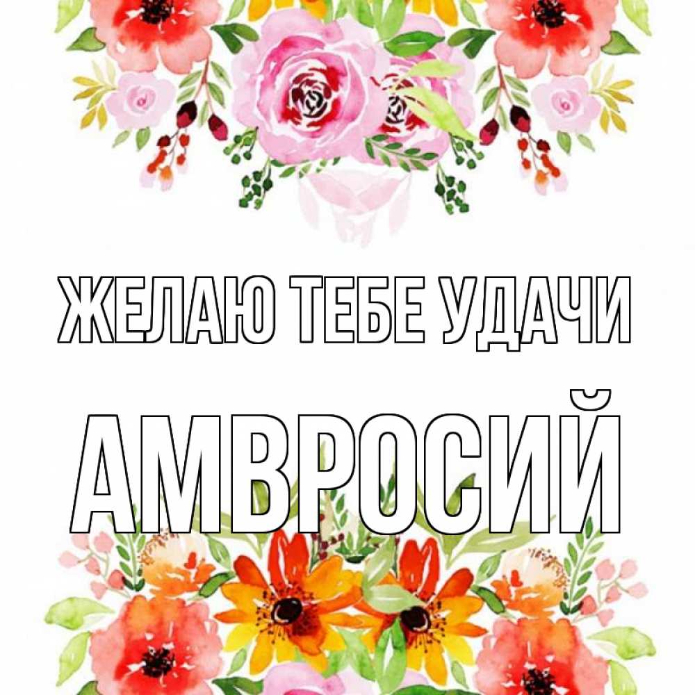 Открытка на каждый день с именем, Амвросий Желаю тебе удачи открытка с цветами акварелью Прикольная открытка с пожеланием онлайн скачать бесплатно 