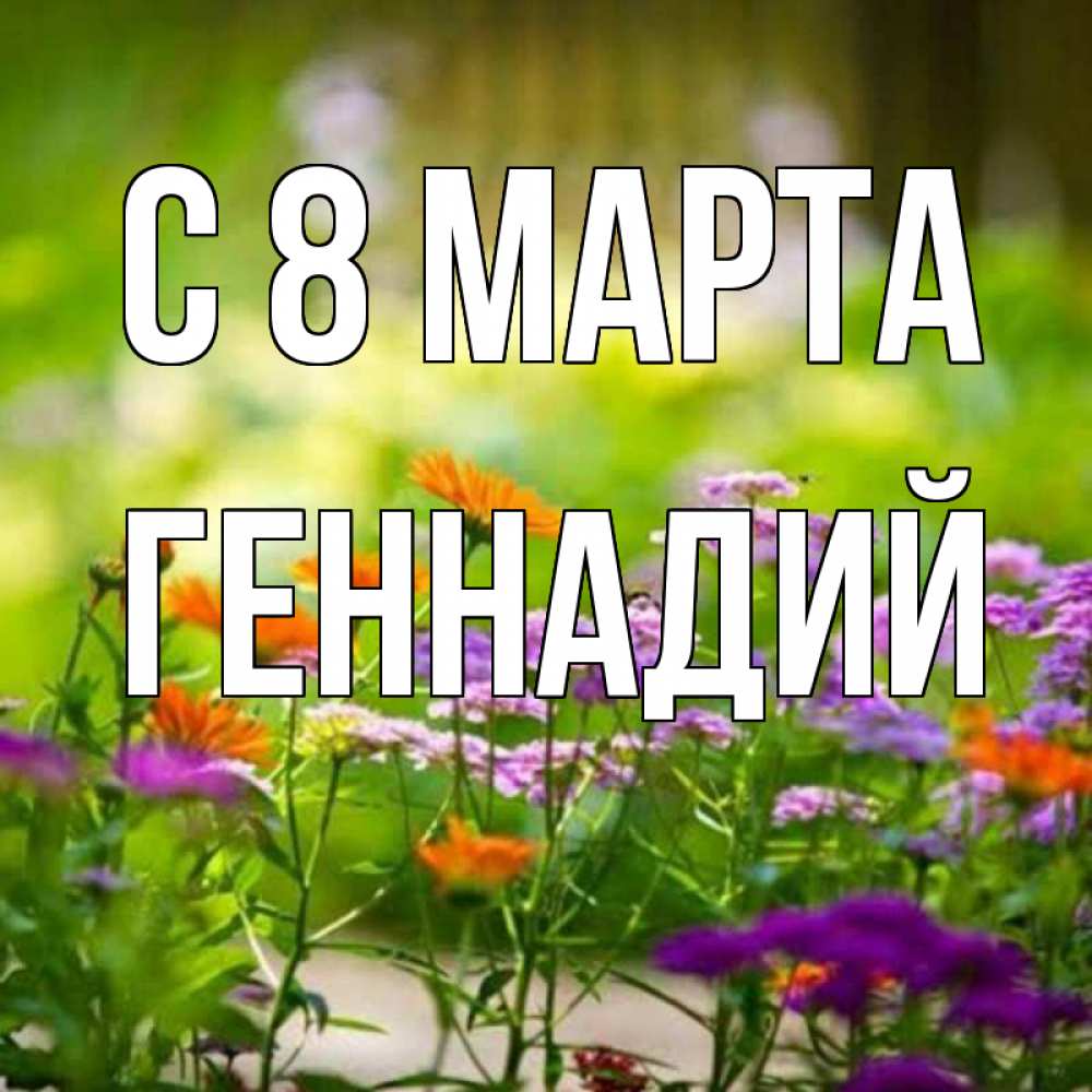 Открытка на каждый день с именем, Геннадий С 8 МАРТА цветы Прикольная открытка с пожеланием онлайн скачать бесплатно 