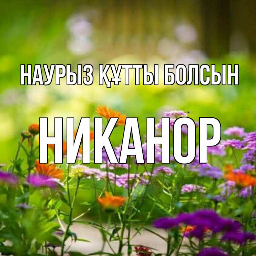 Открытка на каждый день с именем, Никанор Наурыз құтты болсын цветы Прикольная открытка с пожеланием онлайн скачать бесплатно 
