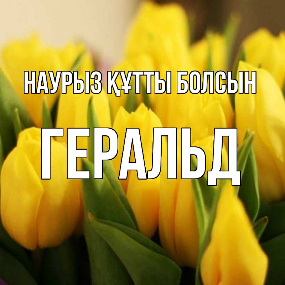 Открытка на каждый день с именем, Геральд Наурыз құтты болсын цветы Прикольная открытка с пожеланием онлайн скачать бесплатно 