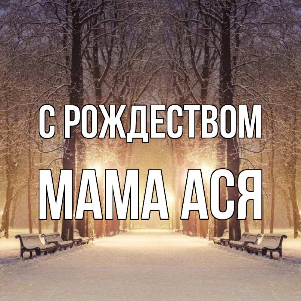 Открытка на каждый день с именем, Мама-Ася С рождеством зима, парк, фонарь, лес Прикольная открытка с пожеланием онлайн скачать бесплатно 