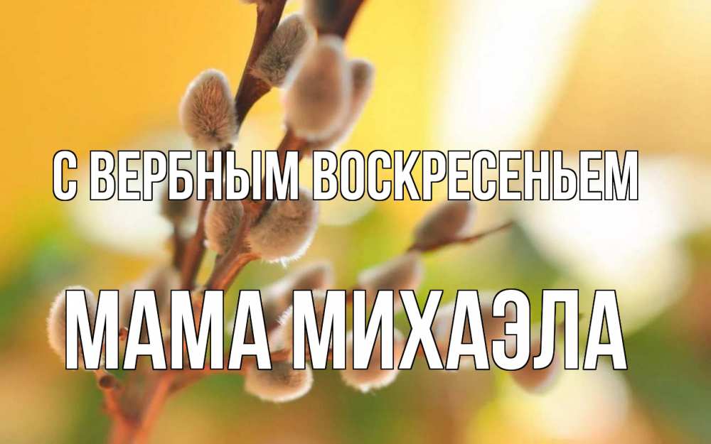 Открытка на каждый день с именем, Мама-Михаэла С вербным воскресеньем верба Прикольная открытка с пожеланием онлайн скачать бесплатно 