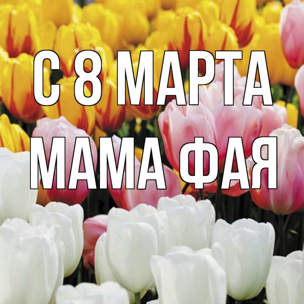 Открытка на каждый день с именем, Мама-Фая С 8 марта разноцветные цветы Прикольная открытка с пожеланием онлайн скачать бесплатно 