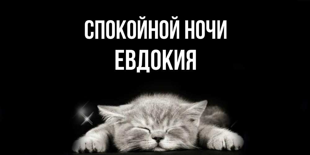 Открытка на каждый день с именем, Евдокия Спокойной ночи спящий котик Прикольная открытка с пожеланием онлайн скачать бесплатно 