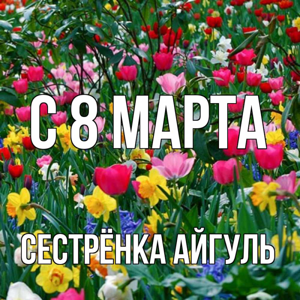 Открытка на каждый день с именем, Сестрёнка-Айгуль С 8 марта с международным женским днем поздравления для женщины Прикольная открытка с пожеланием онлайн скачать бесплатно 