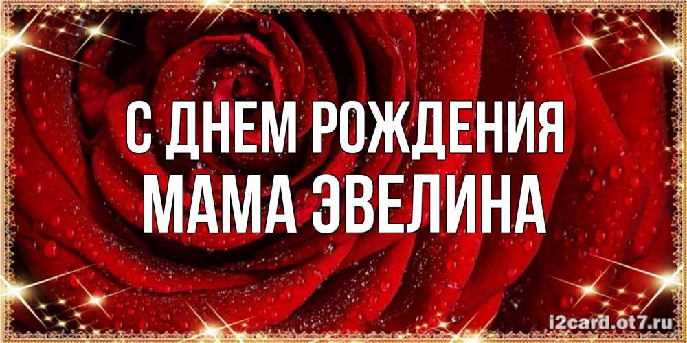 Открытка на каждый день с именем, Мама-Эвелина С днем рождения роса на розе блестящая в лучах солнца Прикольная открытка с пожеланием онлайн скачать бесплатно 