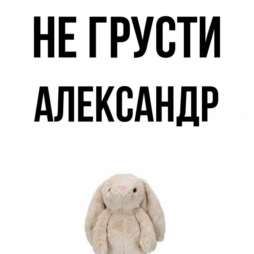 Открытка на каждый день с именем, Александр Не грусти детская игрушка зайчика Прикольная открытка с пожеланием онлайн скачать бесплатно 