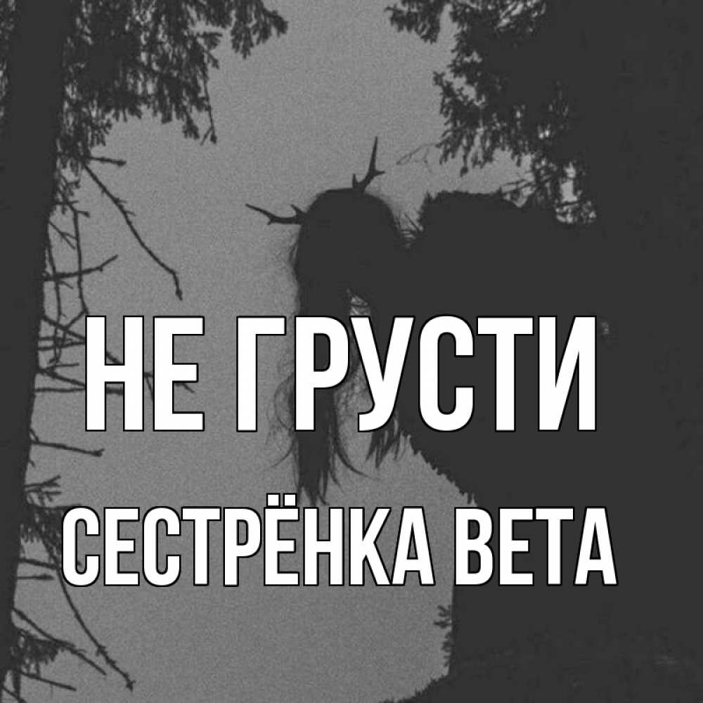 Открытка на каждый день с именем, Сестрёнка-Вета Не грусти чудище лесное Прикольная открытка с пожеланием онлайн скачать бесплатно 