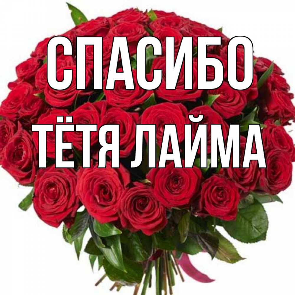 Открытка на каждый день с именем, Тётя-Лайма Спасибо букет красных роз Прикольная открытка с пожеланием онлайн скачать бесплатно 
