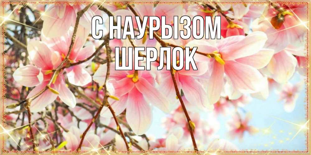 Открытка на каждый день с именем, Шерлок С наурызом цветы деревьев на праздник весны наурыз Прикольная открытка с пожеланием онлайн скачать бесплатно 