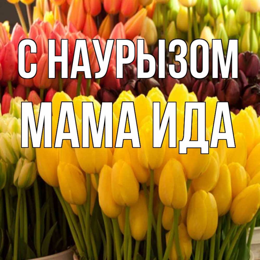 Открытка на каждый день с именем, Мама-Ида С наурызом цветы Прикольная открытка с пожеланием онлайн скачать бесплатно 