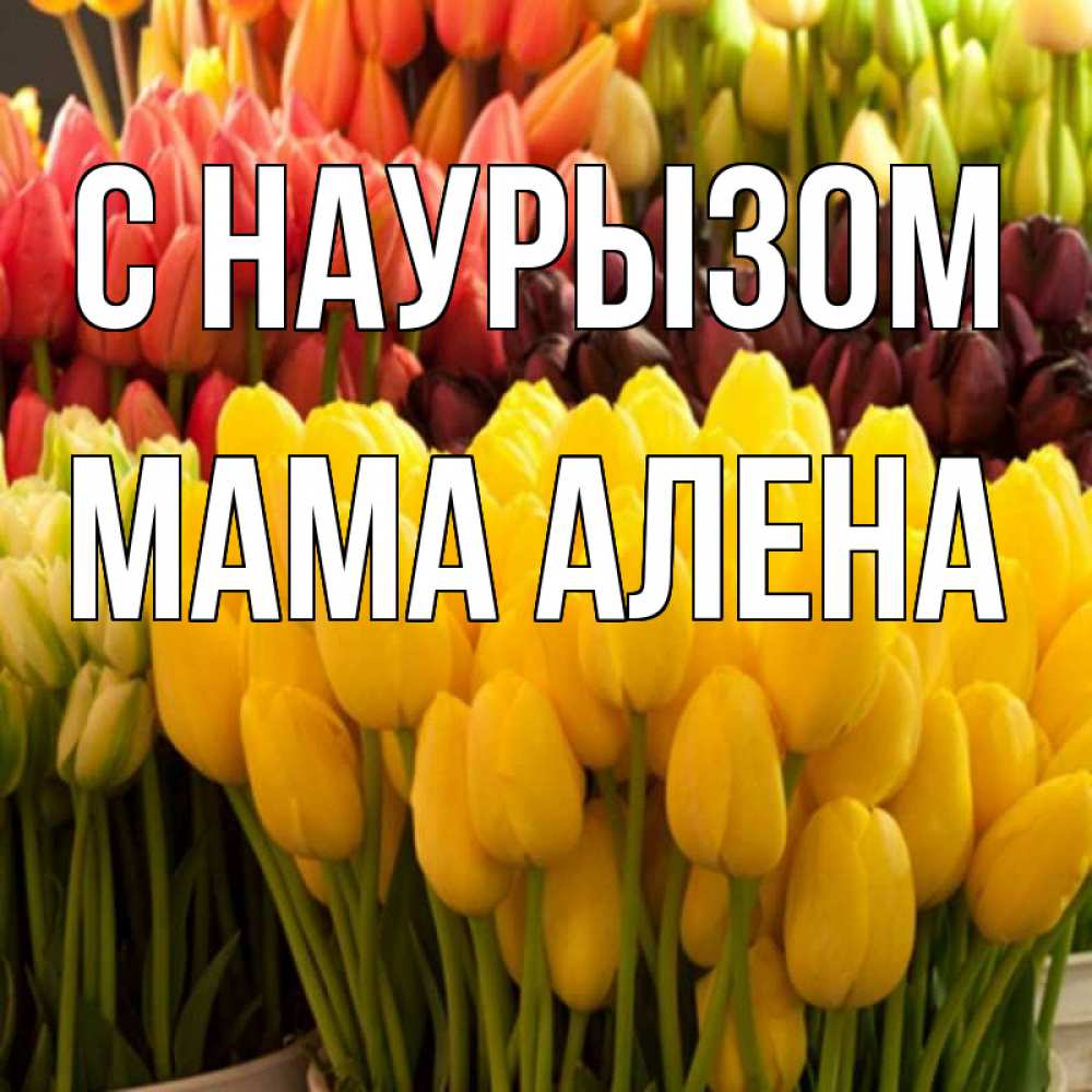 Открытка на каждый день с именем, Мама-Алена С наурызом цветы Прикольная открытка с пожеланием онлайн скачать бесплатно 
