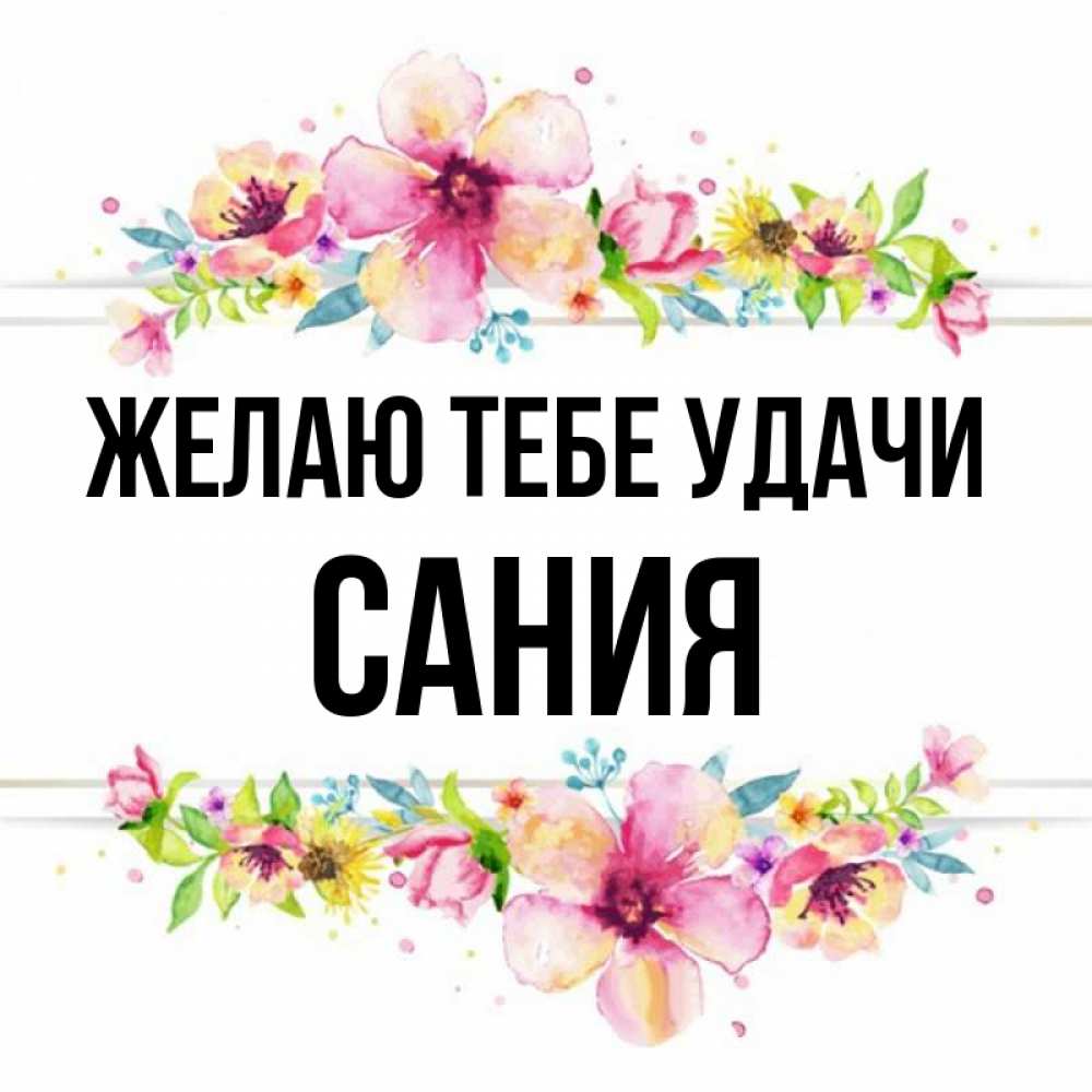 Открытка на каждый день с именем, Сания Желаю тебе удачи пусть повезет 1 Прикольная открытка с пожеланием онлайн скачать бесплатно 