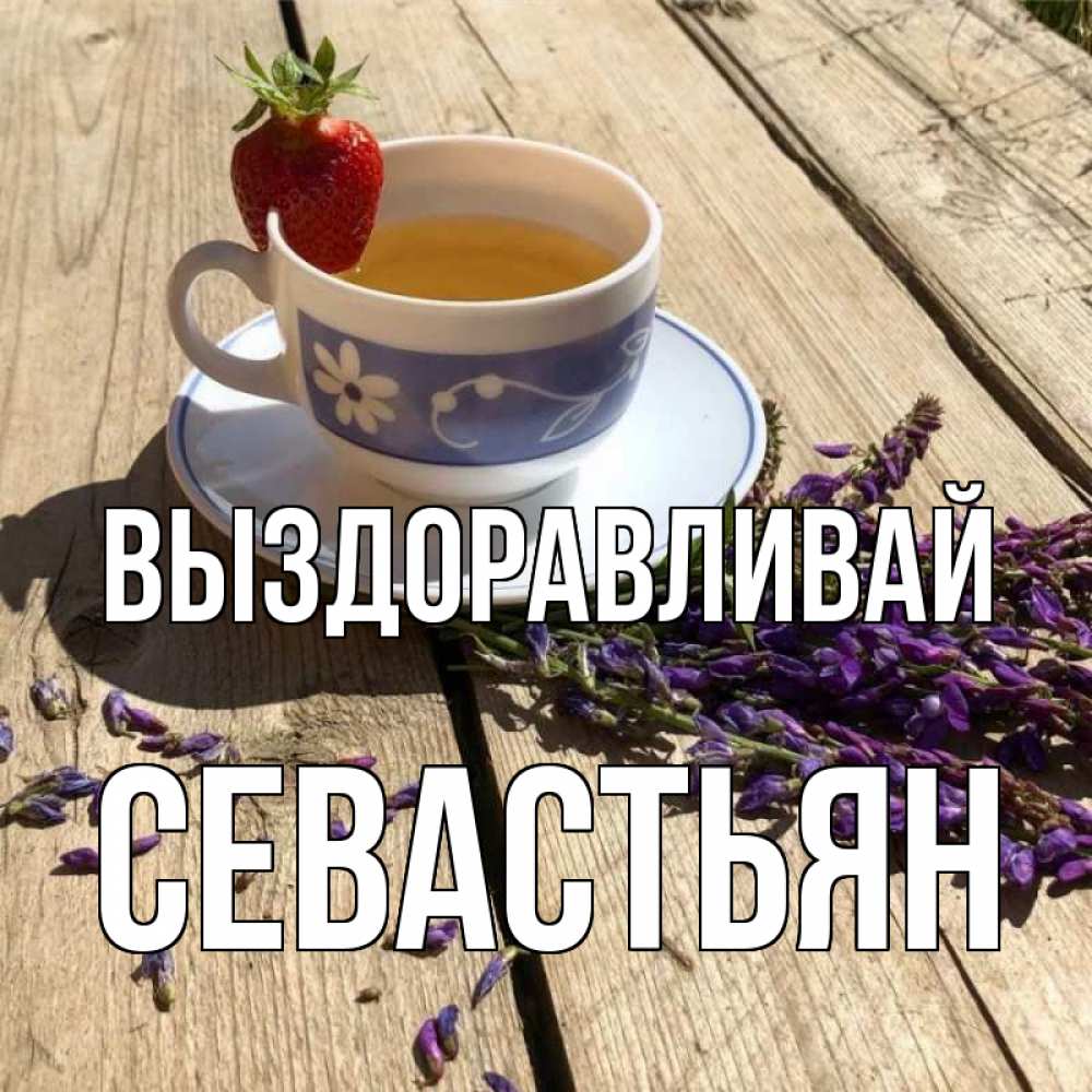 Открытка на каждый день с именем, Севастьян Выздоравливай чай Прикольная открытка с пожеланием онлайн скачать бесплатно 