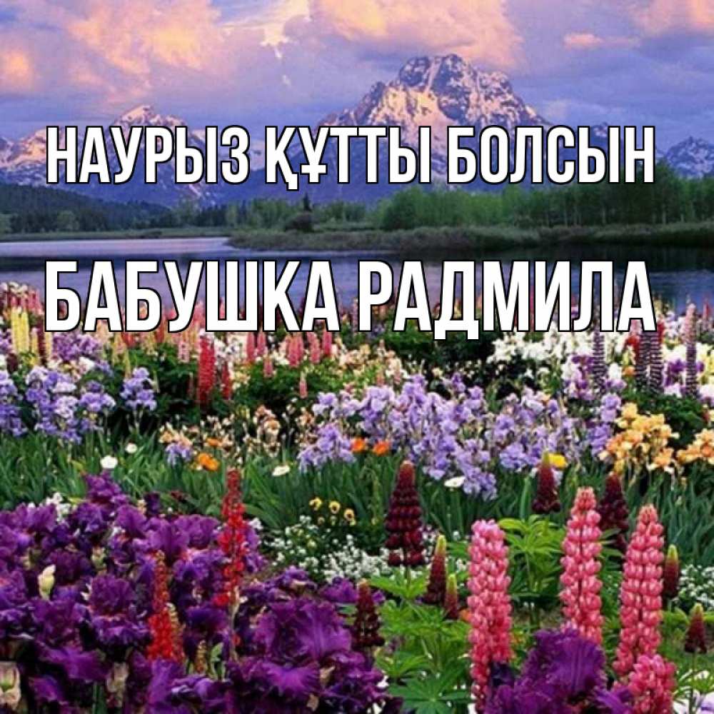 Открытка на каждый день с именем, Бабушка-Радмила Наурыз құтты болсын наурыз Прикольная открытка с пожеланием онлайн скачать бесплатно 
