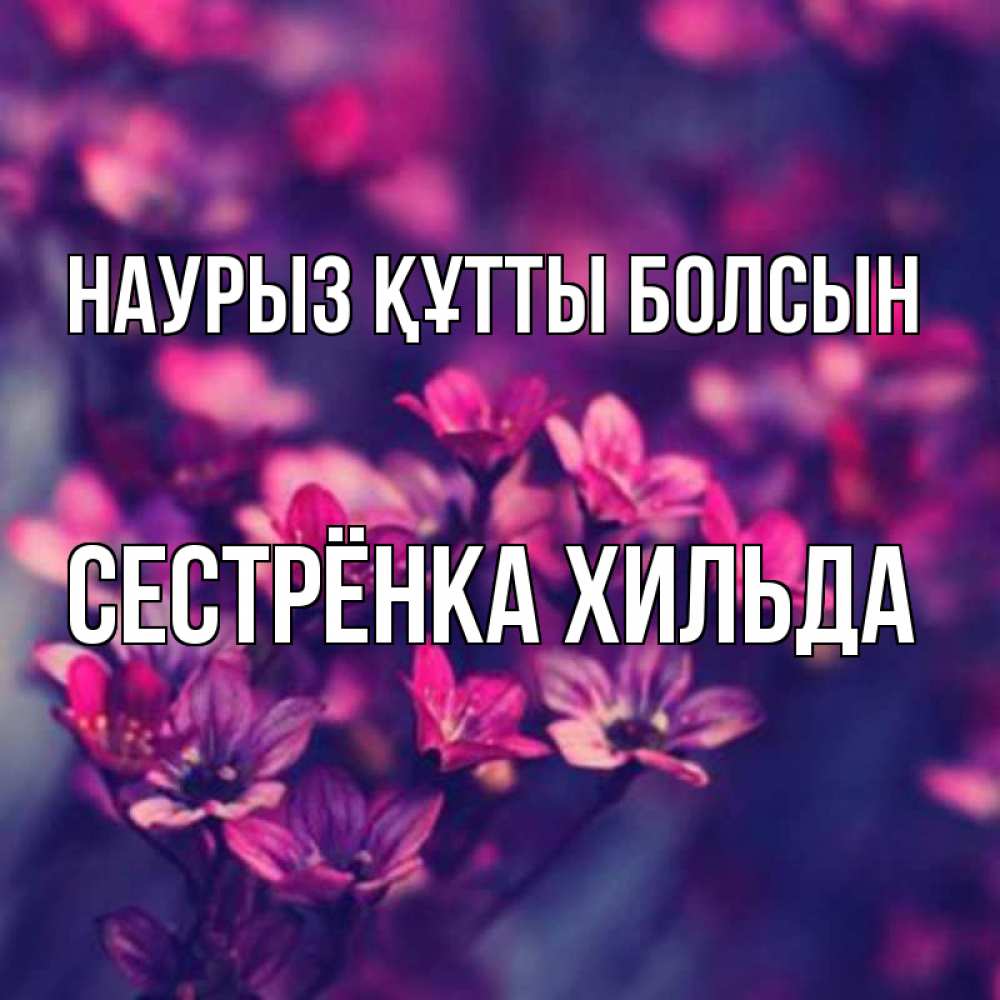 Открытка на каждый день с именем, Сестрёнка-Хильда Наурыз құтты болсын небольшие цветы 1 Прикольная открытка с пожеланием онлайн скачать бесплатно 