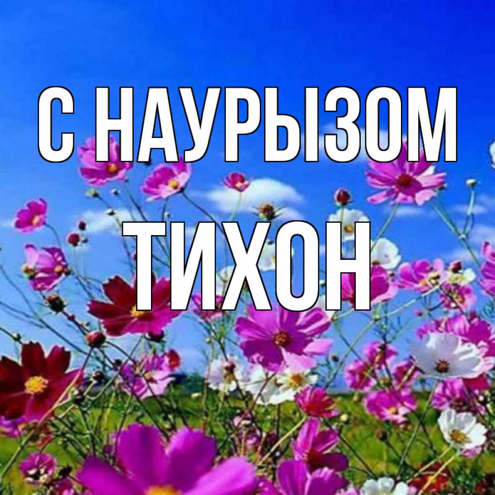 Открытка на каждый день с именем, Тихон С наурызом цветы Прикольная открытка с пожеланием онлайн скачать бесплатно 